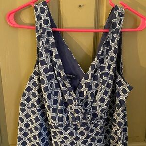 Lands End blue white summer cotton dress 14P petite